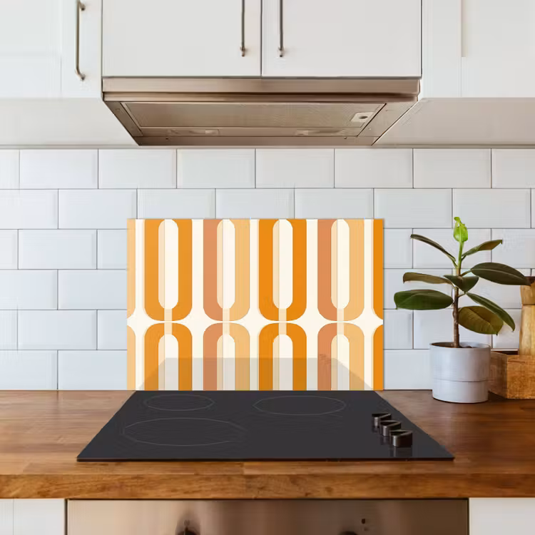 U-vorm - Retro - Oranje keuken achterwand spatscherm klein 900 -sfeer2