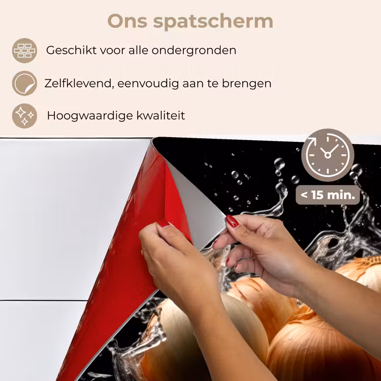 Ui - Groente - Bruin - Water - Zwart keuken achterwand spatscherm klein -spatscherm_NL