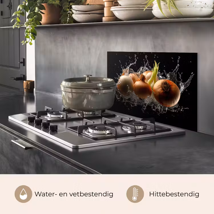 Ui - Groente - Bruin - Water - Zwart keuken achterwand spatscherm klein -usp_NL
