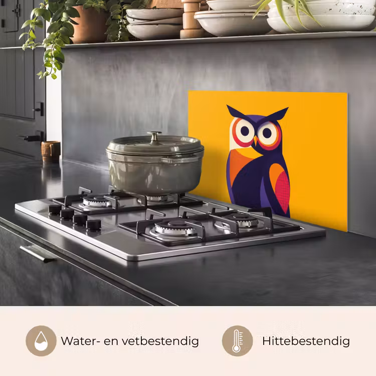 Uil - Grafisch - Kleurrijk - Ogen keuken achterwand spatscherm klein -usp_NL