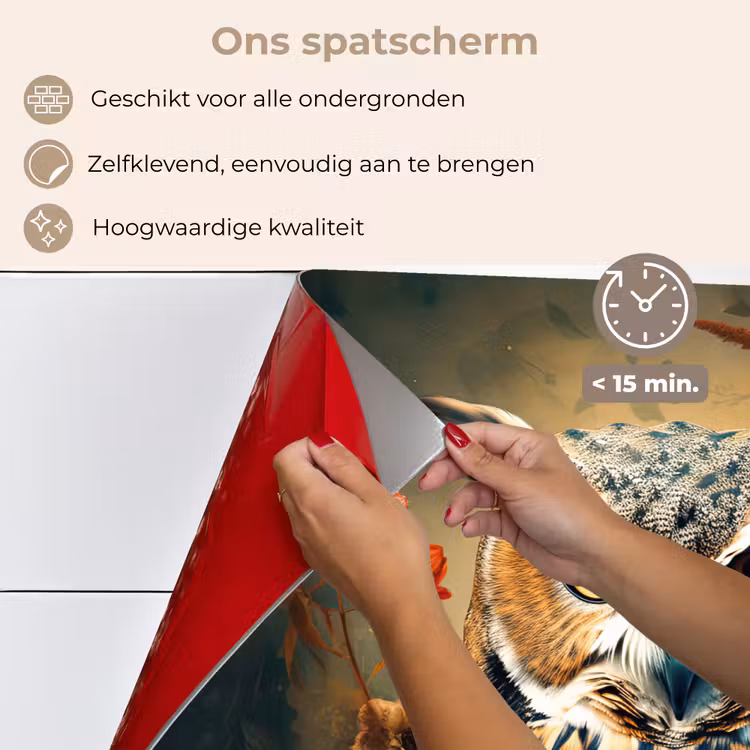Uil - Vogel - Bloemen - Planten - Botanisch keuken achterwand spatscherm klein -spatscherm_NL