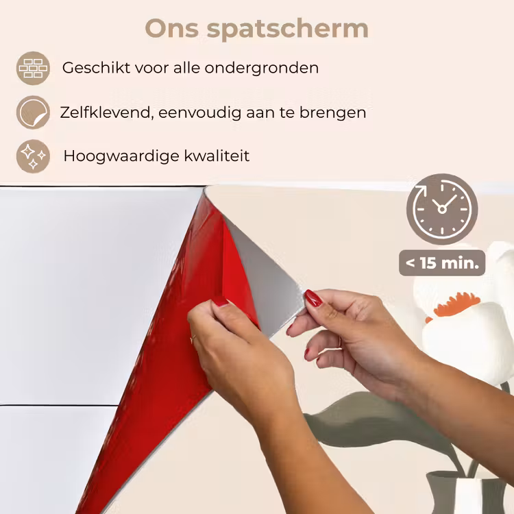 Vaas - Geruit - Groen - Bloem keuken achterwand spatscherm klein -spatscherm_NL