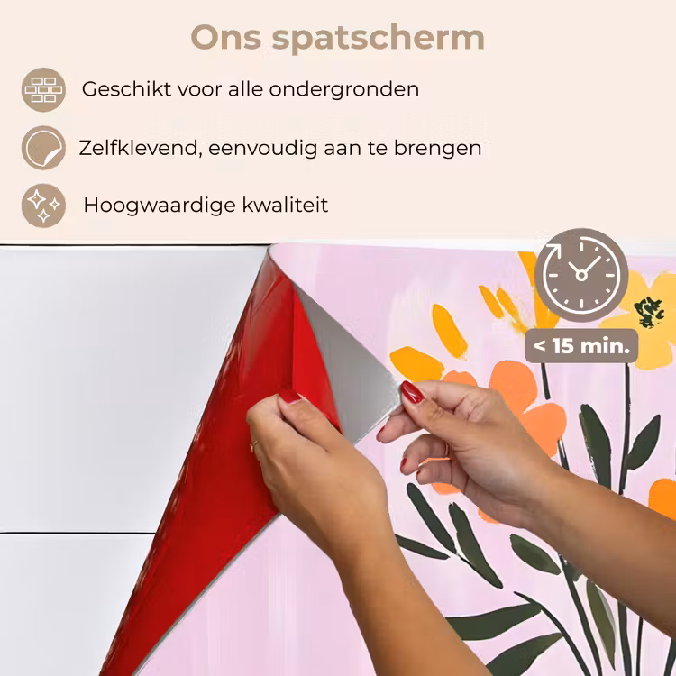 Vaas - Gestreept - Bloemen - Oranje keuken achterwand spatscherm klein -spatscherm_NL