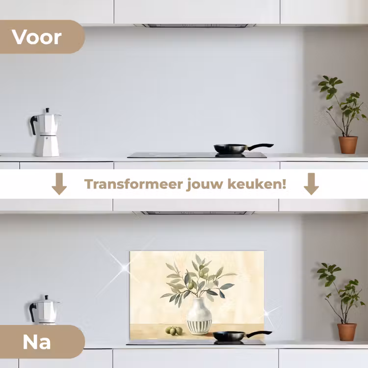 Vaas - Keramiek - Olijftakken keuken achterwand spatscherm klein -voor_na_NL