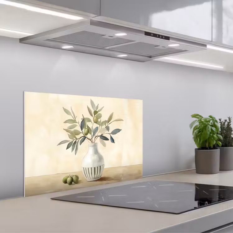 Vaas - Keramiek - Olijftakken keuken achterwand spatscherm klein -3d_schuin