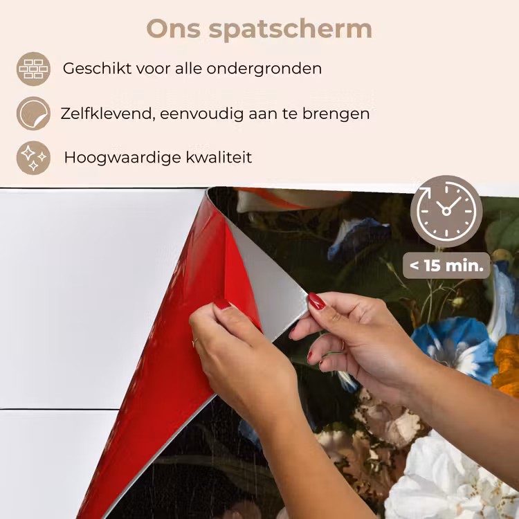 Vaas met bloemen - Schilderij van Rachel Ruysch keuken achterwand spatscherm middel -spatscherm_NL
