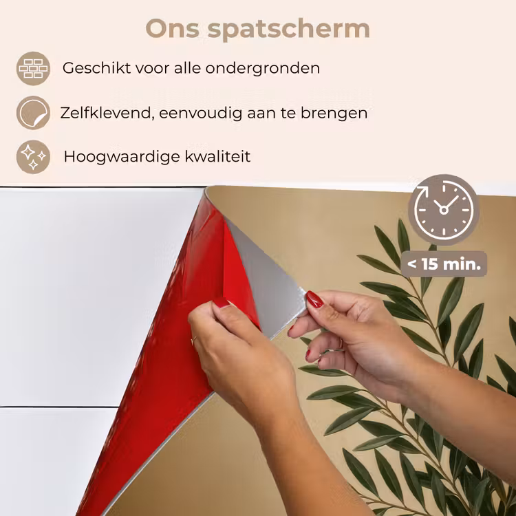 Vaas - Olijftakken - Bladeren - Beige keuken achterwand spatscherm klein -spatscherm_NL