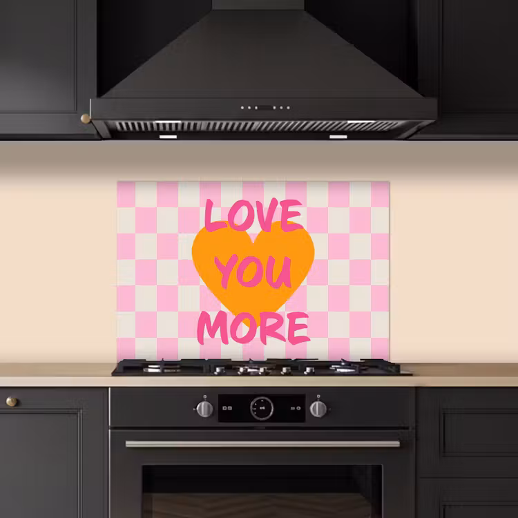 Valentijn - Love - Roze - Oranje keuken achterwand spatscherm klein -sfeer1