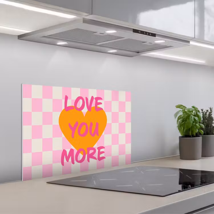 Valentijn - Love - Roze - Oranje keuken achterwand spatscherm klein -3d_schuin