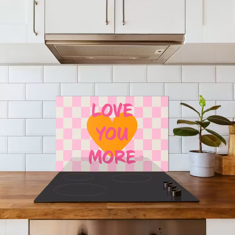 Valentijn - Love - Roze - Oranje keuken achterwand spatscherm klein -sfeer2