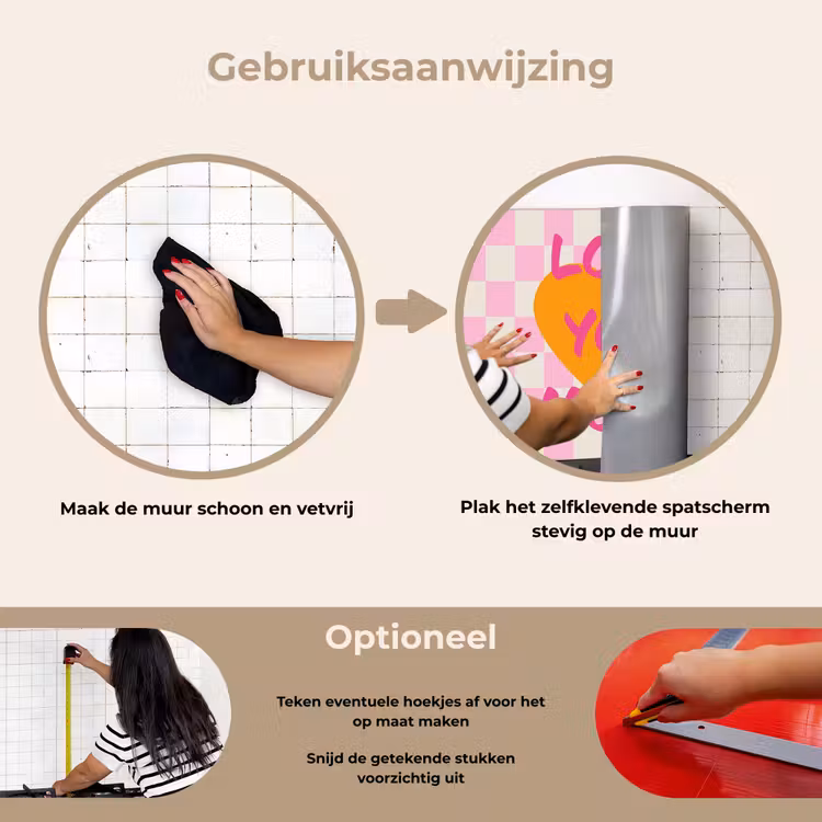 Valentijn - Love - Roze - Oranje keuken achterwand spatscherm klein -gebruiksaanwijzing_NL
