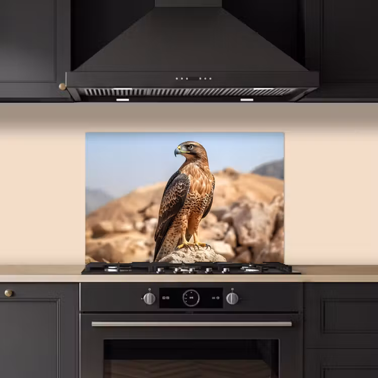Valk - Vogel - Rots - Macht keuken achterwand spatscherm klein -sfeer1