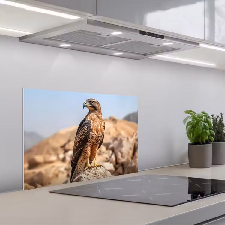 Valk - Vogel - Rots - Macht keuken achterwand spatscherm klein -3d_schuin