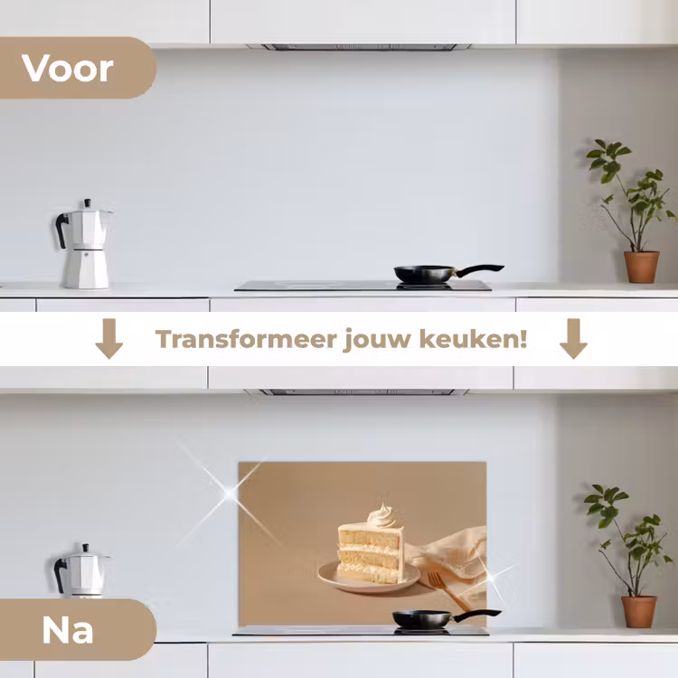 Vanilletaart - Cake - Romig keuken achterwand spatscherm klein -voor_na_NL