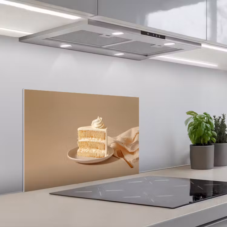 Vanilletaart - Cake - Romig keuken achterwand spatscherm klein -3d_schuin