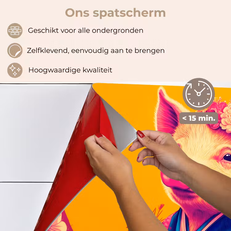 Varken - Bloemkroon - Kimono - Abstract keuken achterwand spatscherm klein -spatscherm_NL