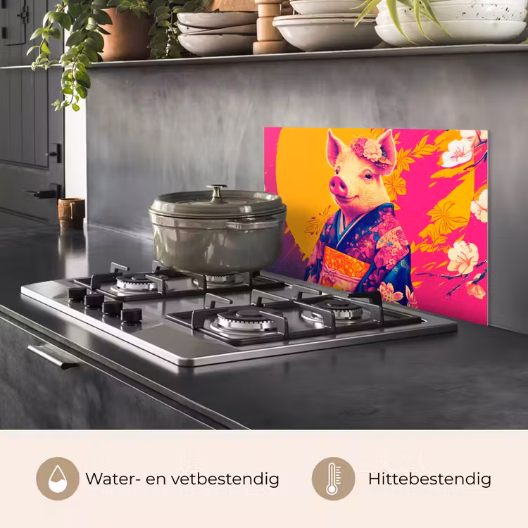 Varken - Bloemkroon - Kimono - Abstract keuken achterwand spatscherm klein -usp_NL
