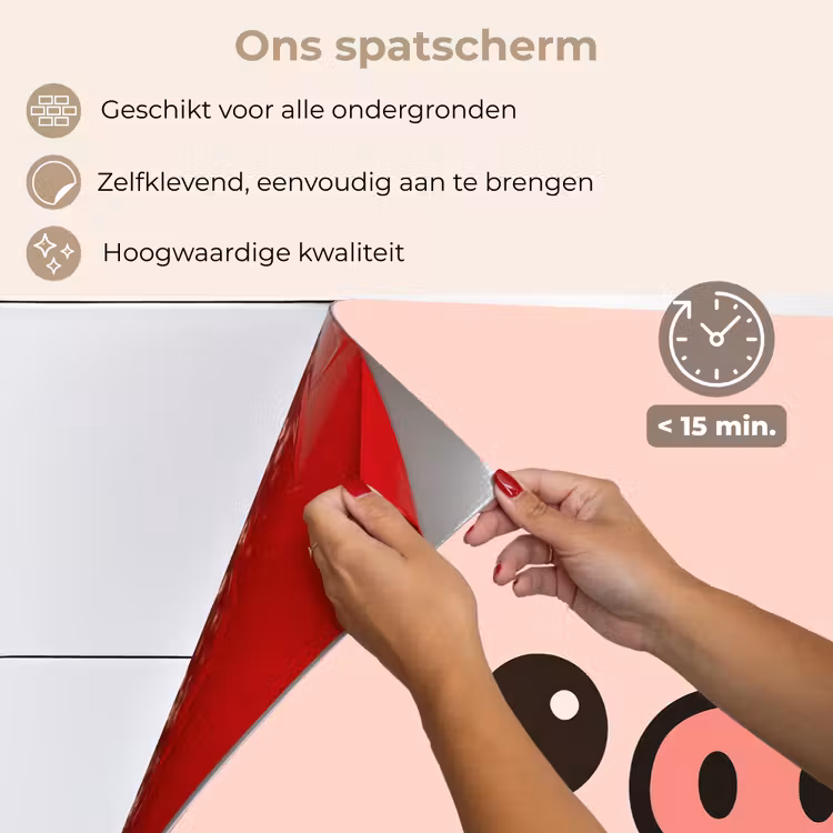 Varken - Roze - Minimalistisch keuken achterwand spatscherm klein -spatscherm_NL