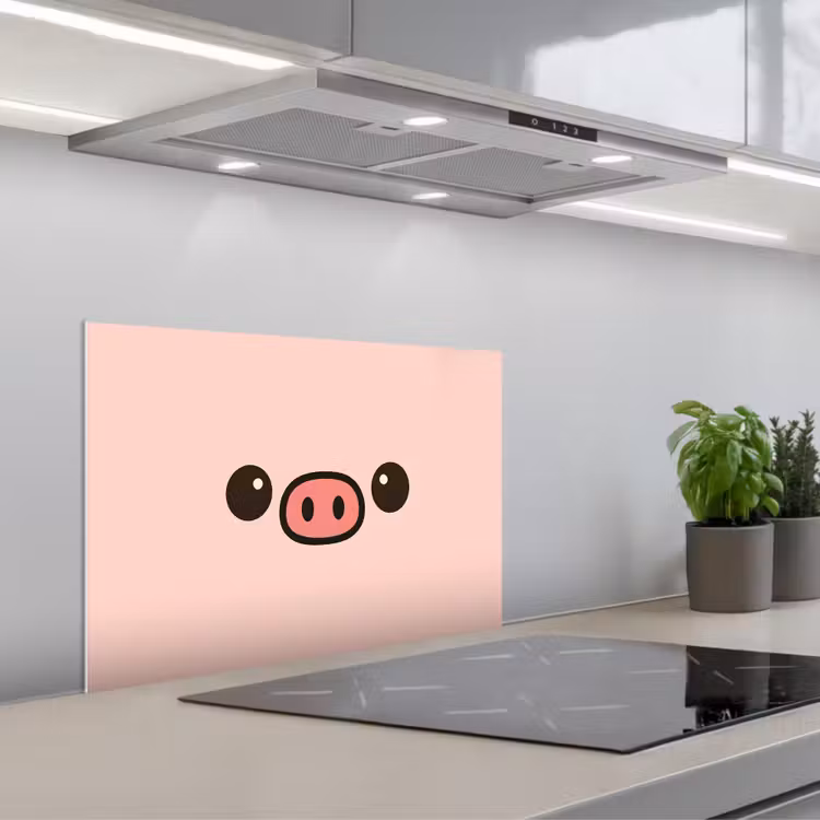 Varken - Roze - Minimalistisch keuken achterwand spatscherm klein -3d_schuin