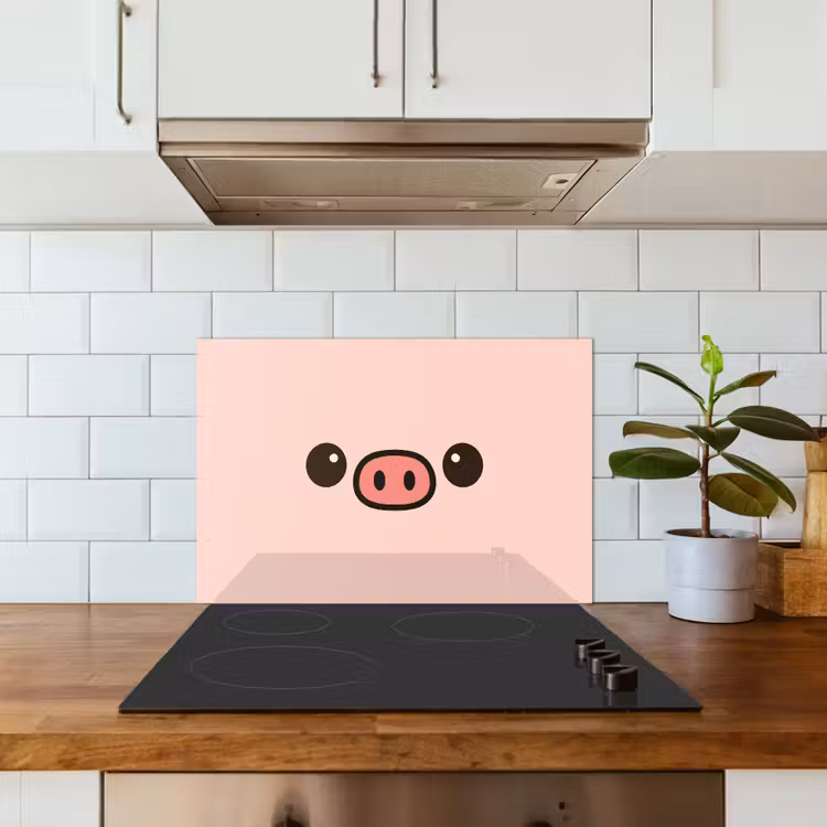 Varken - Roze - Minimalistisch keuken achterwand spatscherm klein -sfeer2
