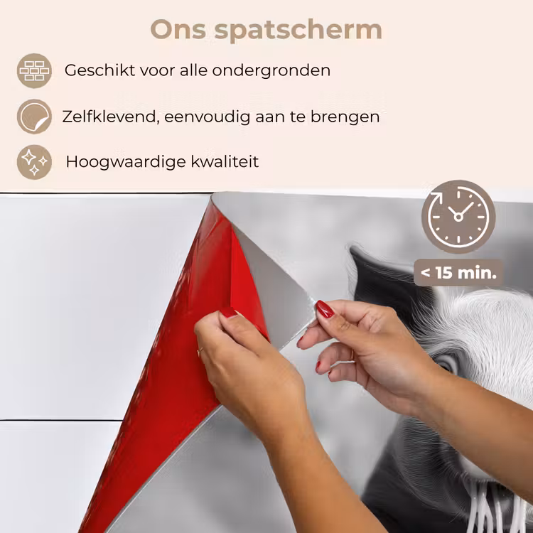 Varken - Schattig - Spaghetti - Zwart wit - Dier keuken achterwand spatscherm klein -spatscherm_NL