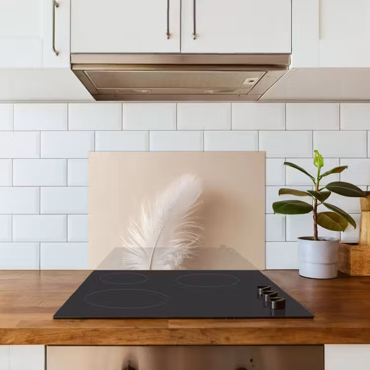 Veer - Minimalistisch - Roze keuken achterwand spatscherm klein -sfeer2