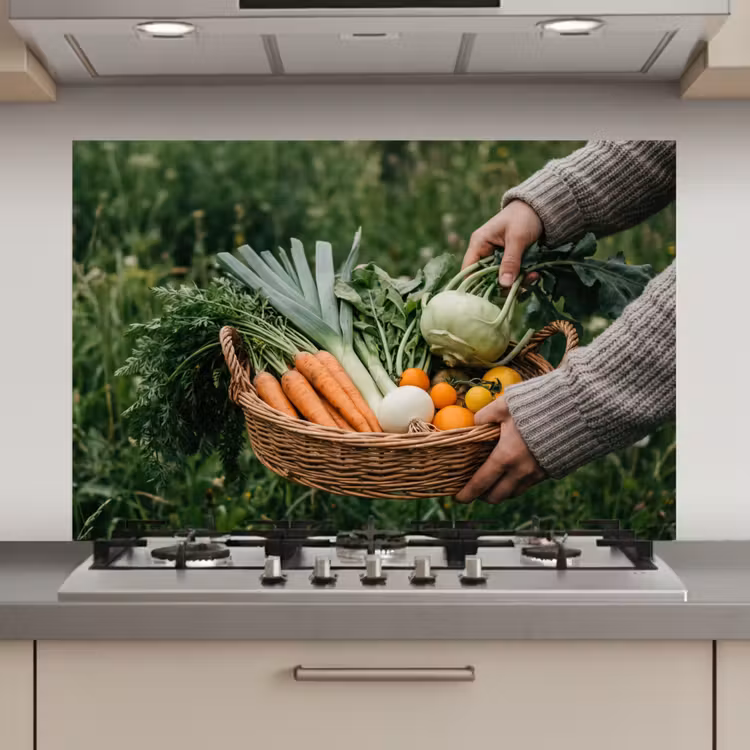 Veld - Groenten - Biologisch - Oogst keuken achterwand spatscherm klein -3d_website