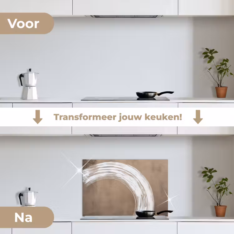 Verf - Bruin - Japandi keuken achterwand spatscherm klein -voor_na_NL