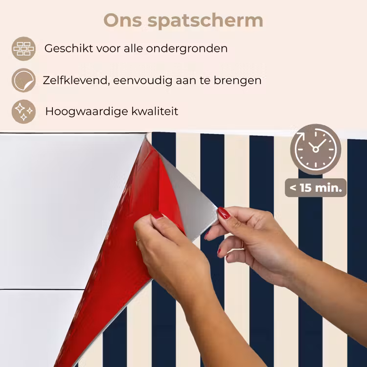 Verticale strepen - Blauw - Crème keuken achterwand spatscherm klein 900 -spatscherm_NL