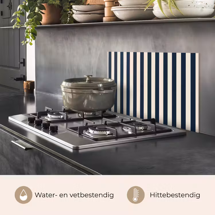 Verticale strepen - Blauw - Crème keuken achterwand spatscherm klein 900 -usp_NL