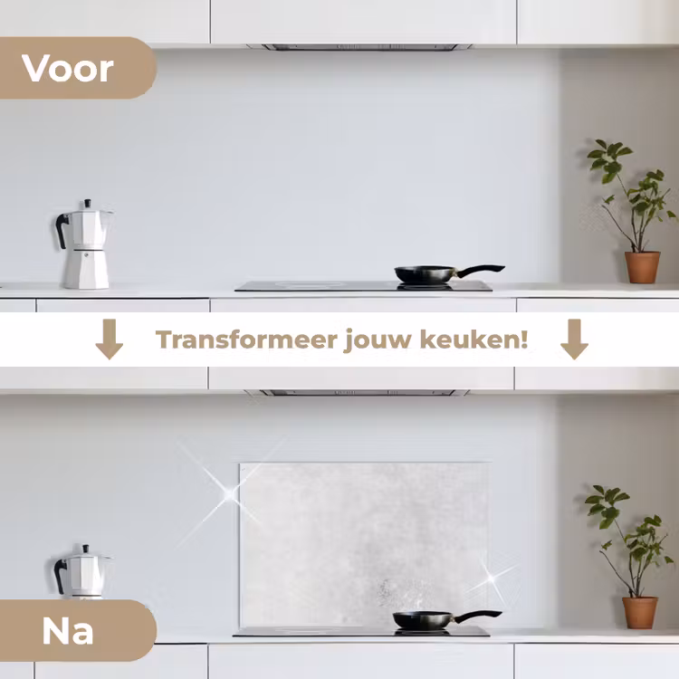 Verwering - Beton - Structuren - Vintage - Industrieel - Grijs keuken achterwand spatscherm klein -voor_na_NL