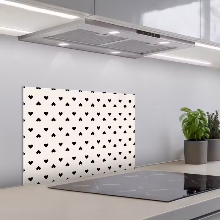 Vet - Liefde - Wit - Zwart keuken achterwand spatscherm klein 900 -3d_schuin