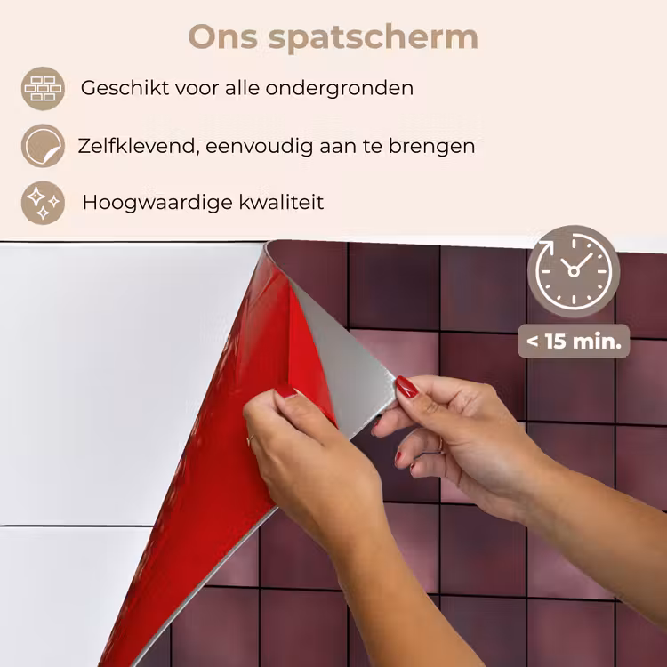 Vierkant - Tegel - Patroon - Paars keuken achterwand spatscherm klein 900 -spatscherm_NL