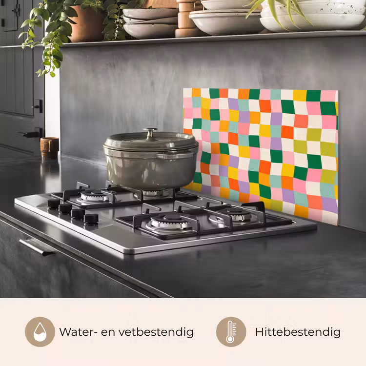 Vierkanten - Kleurrijk - Golvend keuken achterwand spatscherm klein -usp_NL