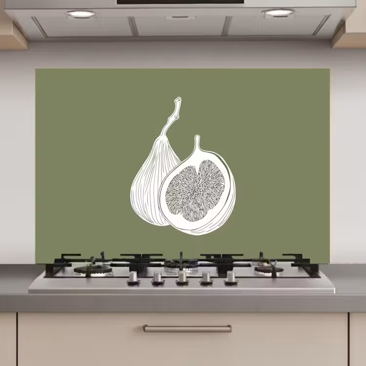 Vijgen - Minimalistisch - Getekend - Mosgroen keuken achterwand spatscherm klein -3d_website