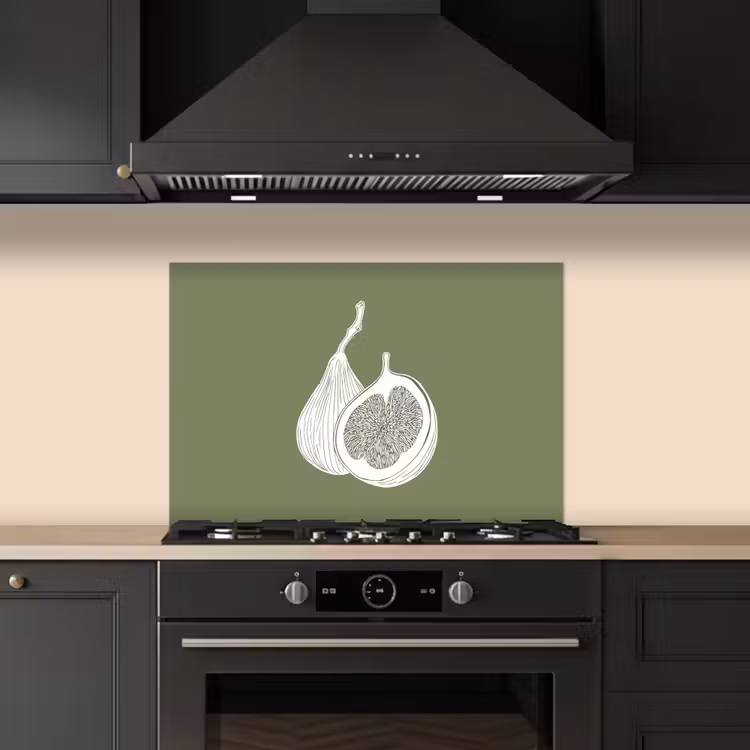 Vijgen - Minimalistisch - Getekend - Mosgroen keuken achterwand spatscherm klein -sfeer1