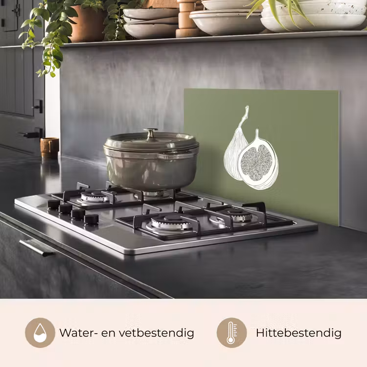 Vijgen - Minimalistisch - Getekend - Mosgroen keuken achterwand spatscherm klein -usp_NL