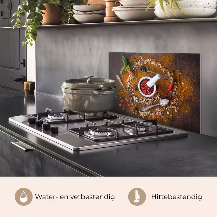 Vijzel - Kruiden - Lepels - Specerijen - Bruin - Peper keuken achterwand spatscherm klein -usp_NL