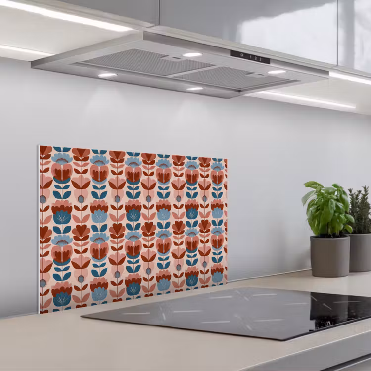 Vintage - Motief - Kleurrijk keuken achterwand spatscherm klein 900 -3d_schuin