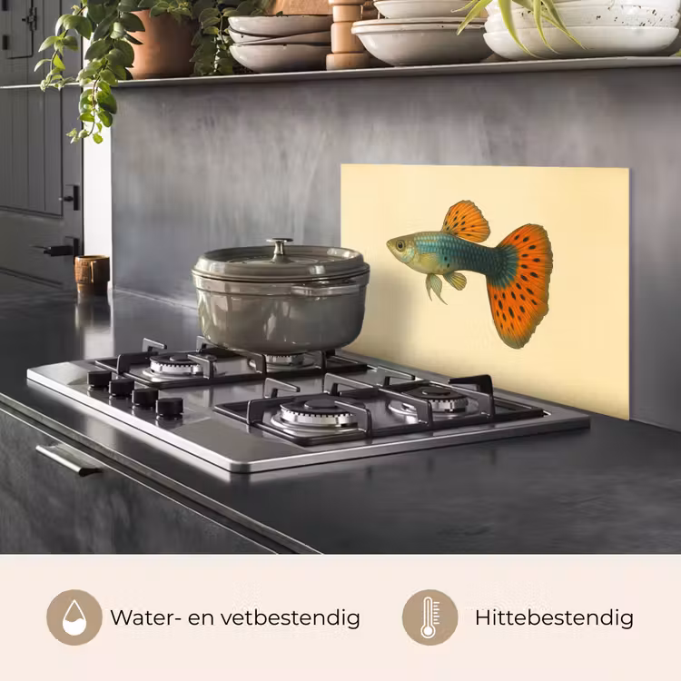 Vis - illustratie - Stippen - Oranje keuken achterwand spatscherm klein -usp_NL