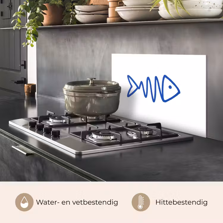 Vis - Minimalistisch - Blauw - Lijn keuken achterwand spatscherm klein -usp_NL