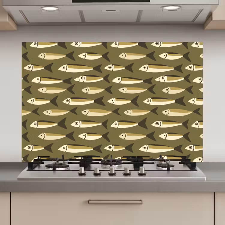 Vis - Patroon - Groen keuken achterwand spatscherm klein 900 -3d_website
