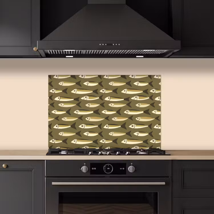 Vis - Patroon - Groen keuken achterwand spatscherm klein 900 -sfeer1