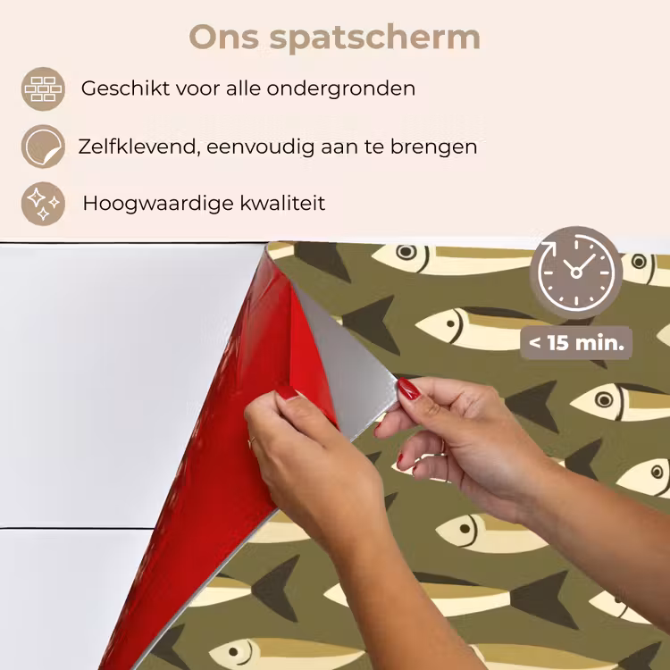 Vis - Patroon - Groen keuken achterwand spatscherm klein 900 -spatscherm_NL