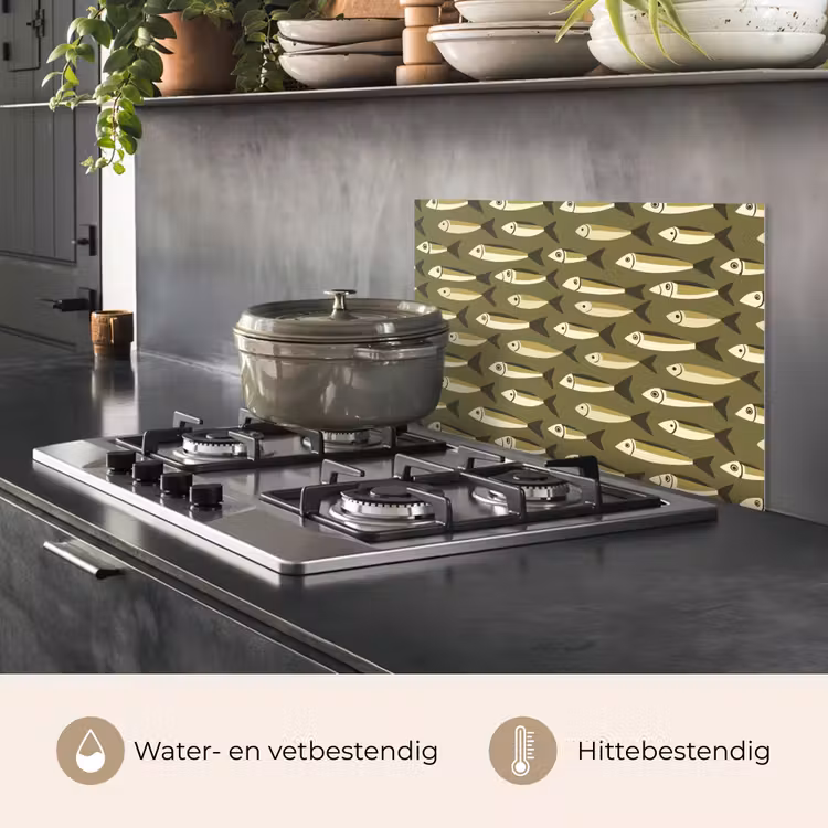 Vis - Patroon - Groen keuken achterwand spatscherm klein 900 -usp_NL