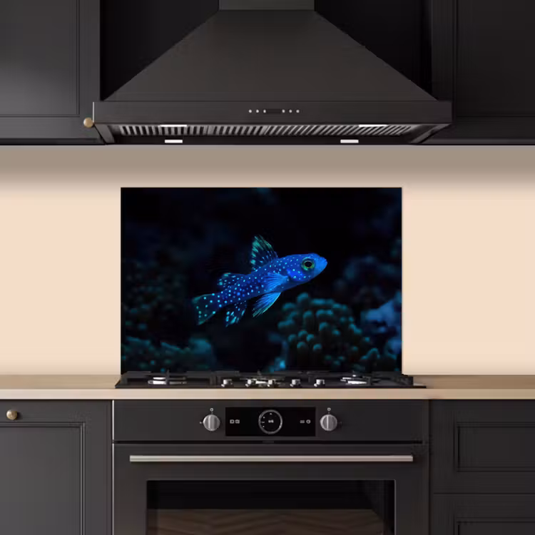 Vis - Stippen - Koraal - Blauw keuken achterwand spatscherm klein -sfeer1