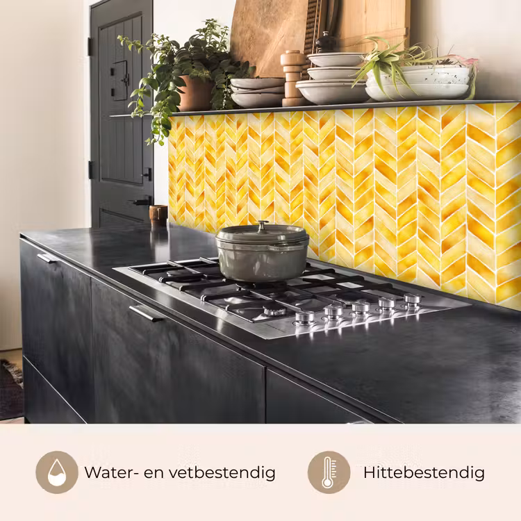 Visgraat - Aquarel - Patronen - Goudgeel keuken achterwand 2 middel 871 -usp_NL