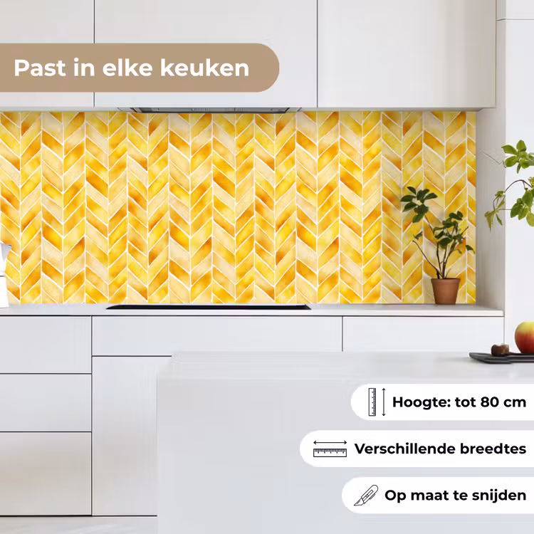 Visgraat - Aquarel - Patronen - Goudgeel keuken achterwand 2 middel 871 -sfeer4_NL