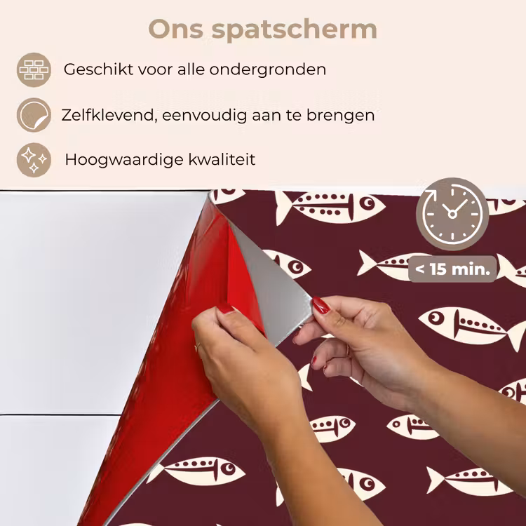 Vissen - Grafisch - Patroon - Donker keuken achterwand spatscherm klein 900 -spatscherm_NL