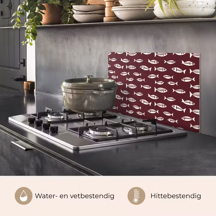 Vissen - Grafisch - Patroon - Donker keuken achterwand spatscherm klein 900 -usp_NL